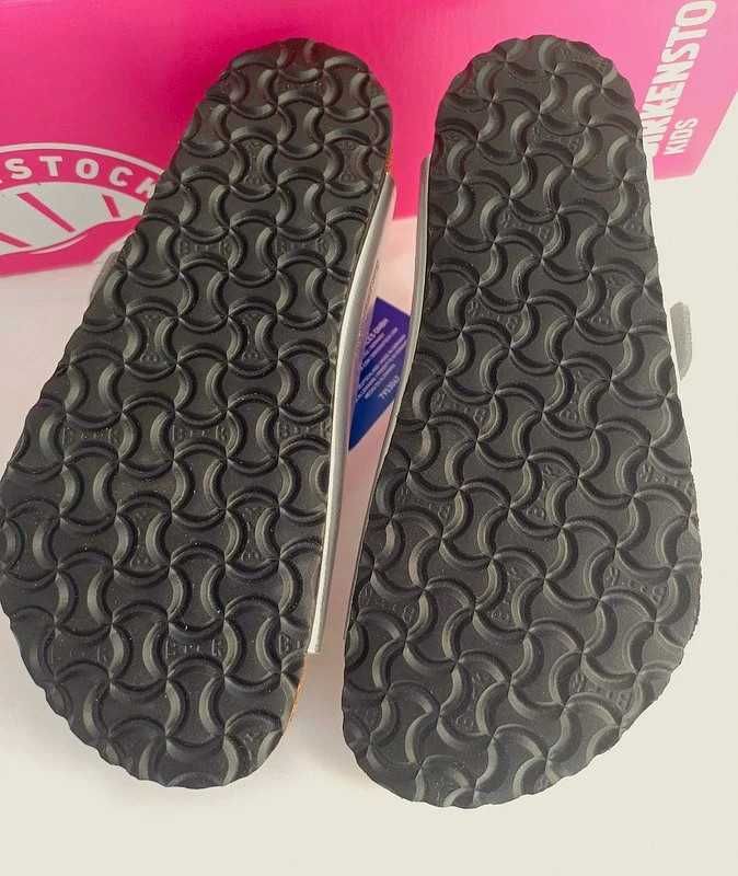 Birkenstock Arizona 29 klapki sandałki skórzane srebrne
