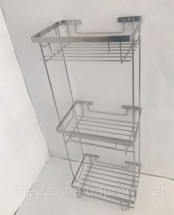 Пряма потрійна полиця 15х22 ( Нержавіюча сталь!)для ванної та душової