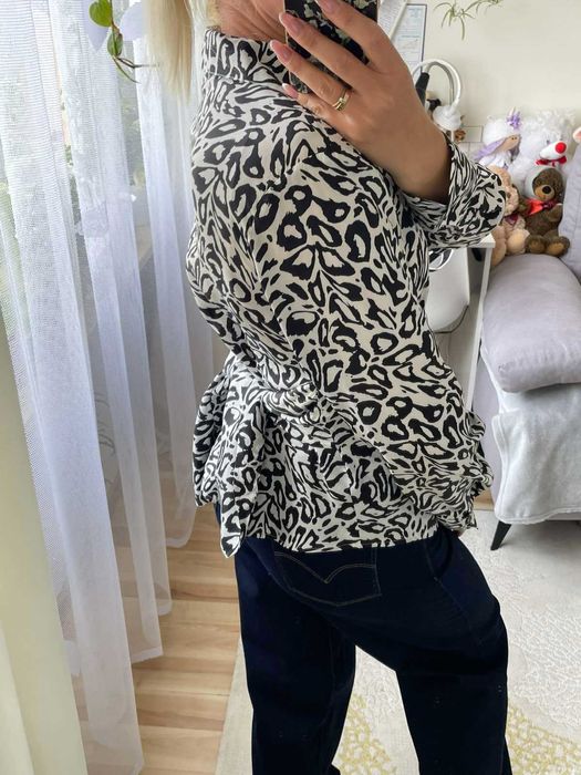 Damska wzorzysta bluzka koszula Jones New York jedwab wiskoza rozm.S-M