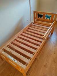 Łóżko dziecięce drewniane IKEA KRITTER 160x70cm sosna - pies i kot