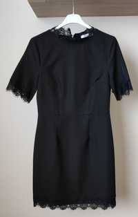 Sukienka czarna XS 34 Reserved mini koronka elegancka