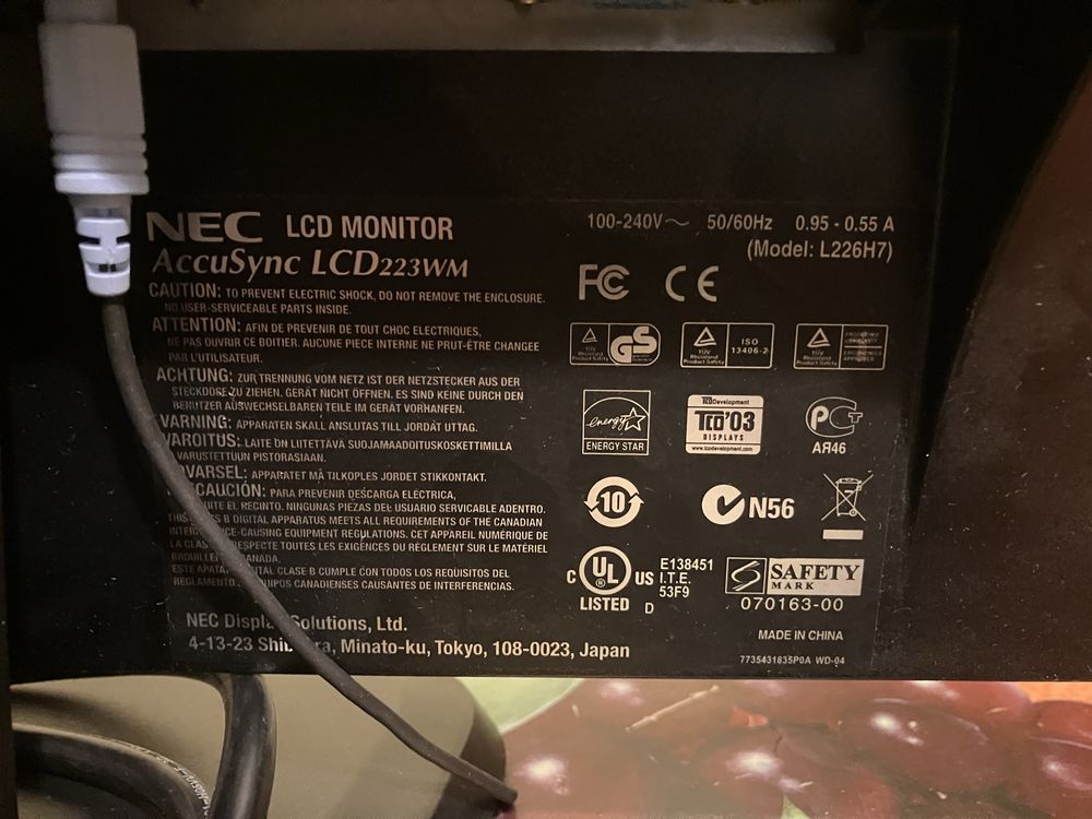 Monitor NEC AccuSync LCD223WM 22'' 1680x1050 Srebrny