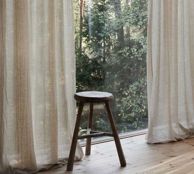 Zasłony beżowe H&M styl boho len plus bawełna stan ideał
