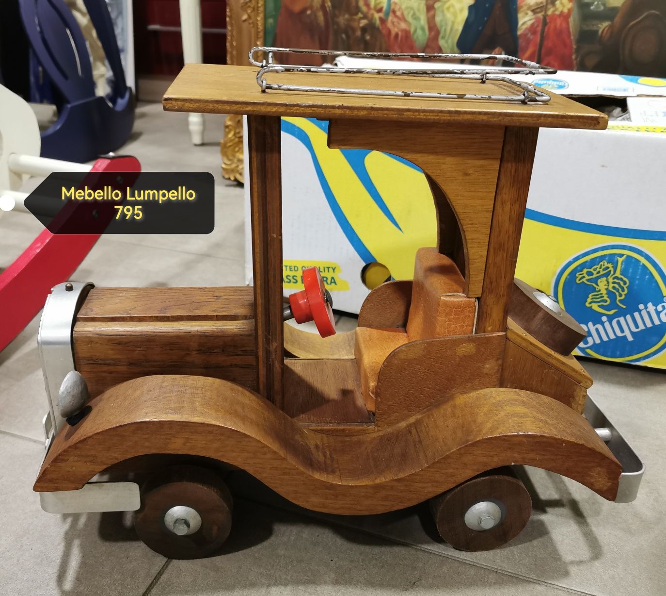 Auto retro drewniane duże zabawka samochód dekoracja dla dziecka