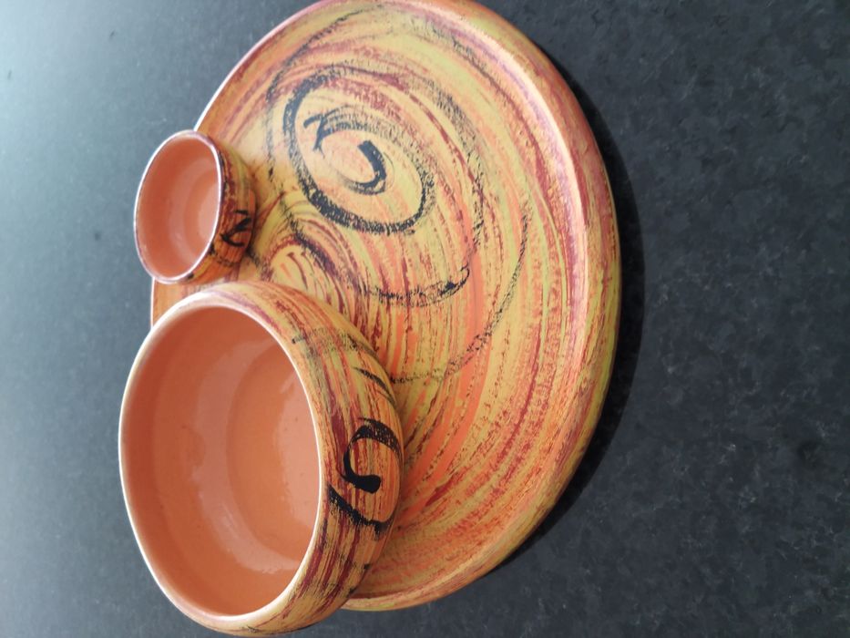 3 peças em barro pintado