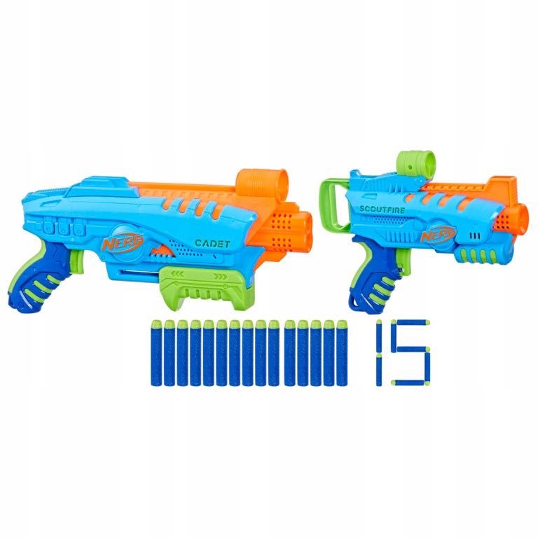 NERF Elite Junior Ultimate Starter Set Dwie wyrzutnie Zestaw startowy