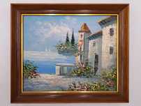 Obraz olejny Romano Rossini 1890_1951 krajobraz śródziemnomorski morze