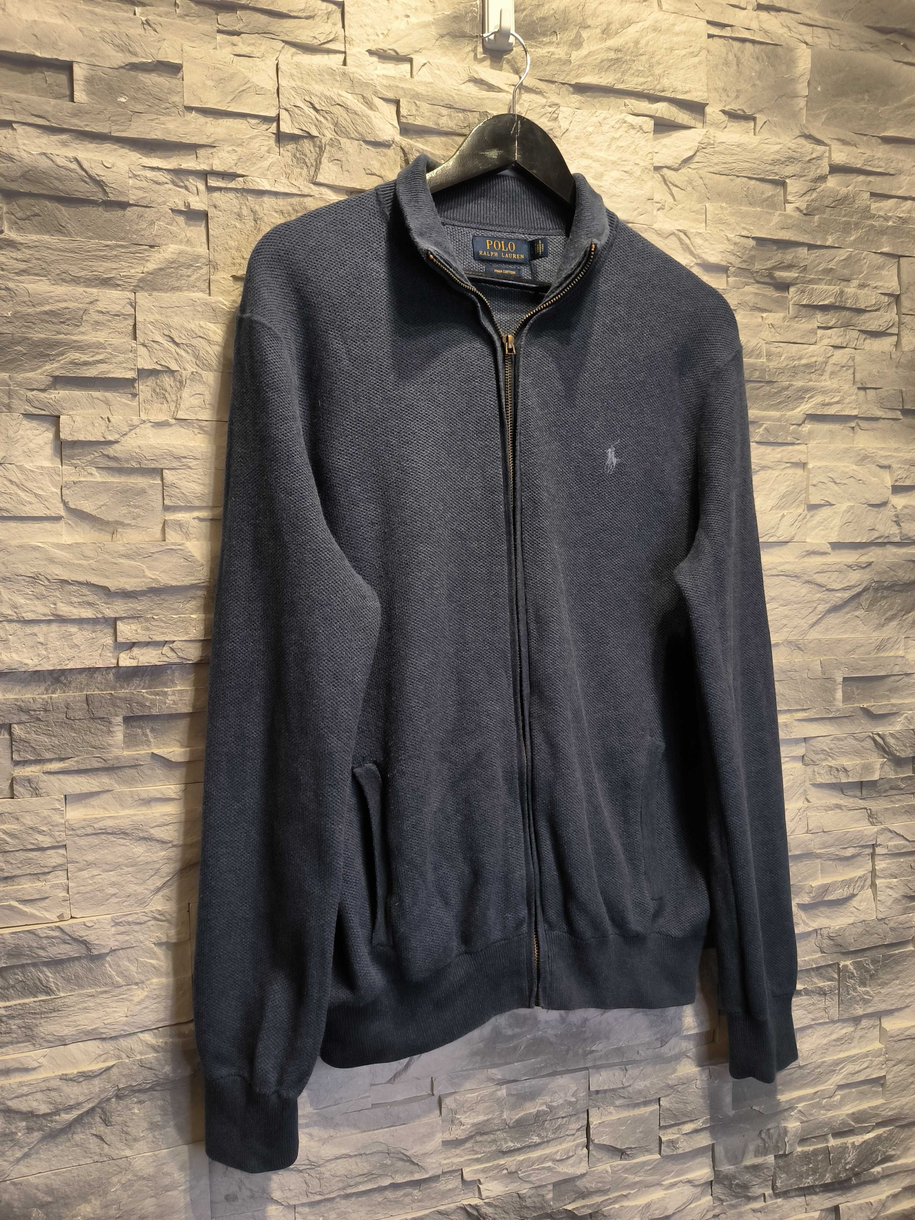 Bluza Rozpinana Ralph Lauren Szara Logo Zip