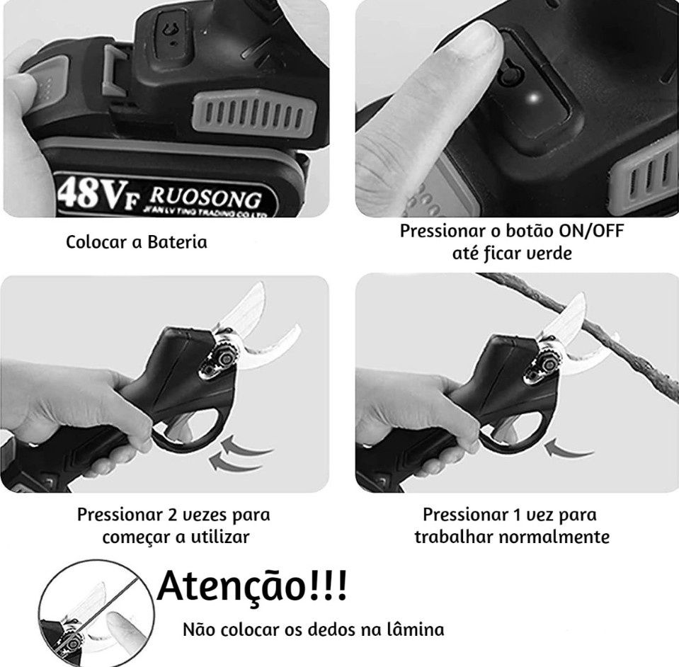 Tesoura de Poda elétrica 48V ,2 Baterias