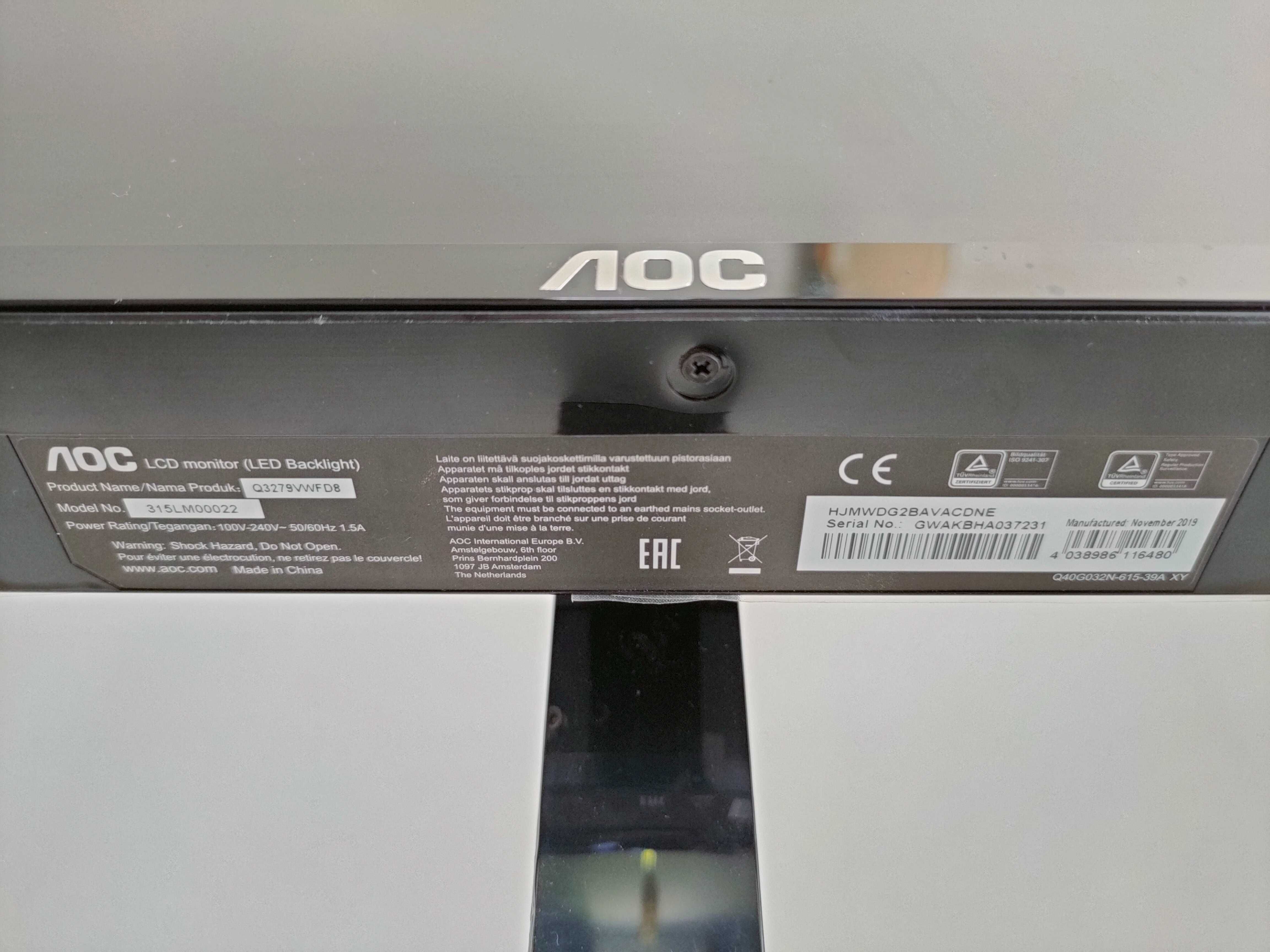 Monitor AOC Q3279VWFD8 32" 2560x1440 IPS 75hz