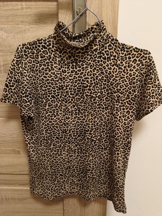 Bluzka półgolf panterka na krótki rękaw S/M 36/38