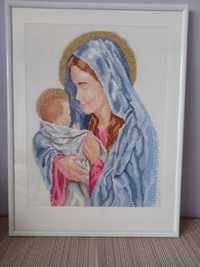 Haft krzyżykowy Matka Boska Maryja prezent ślub komunia