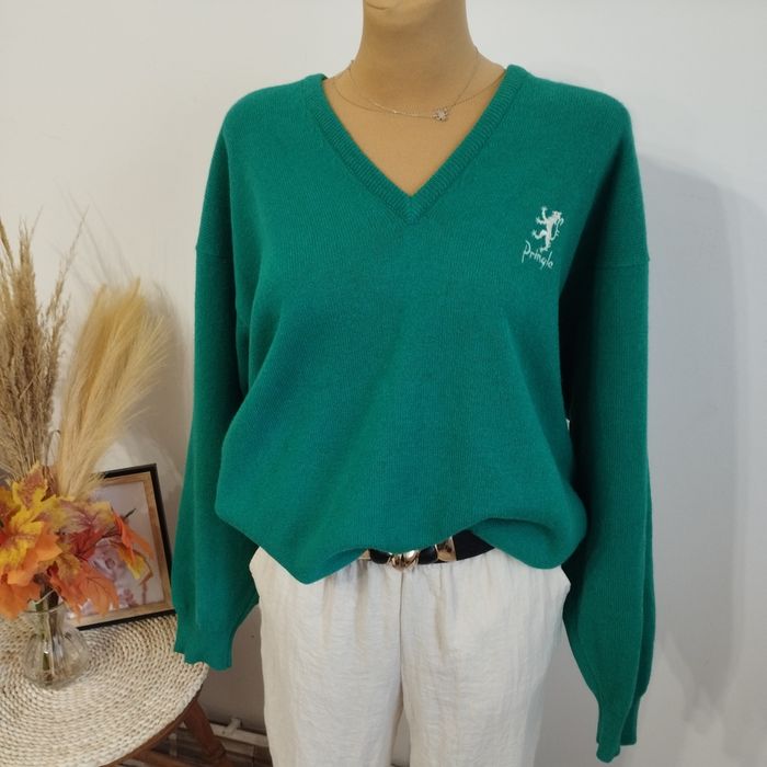 Sweter damski Pringle of Scotland – butelkowa zieleń, wełna, r XL