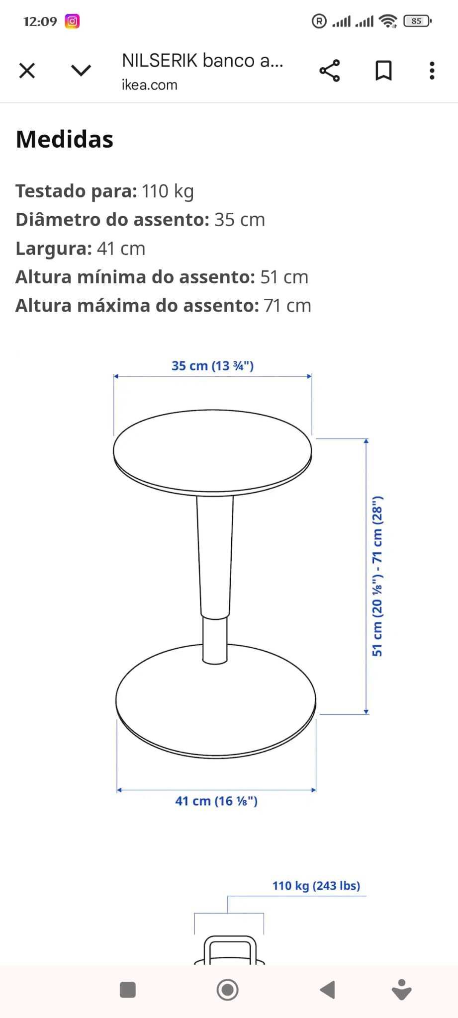 4 Bancos apoio em pé - Mod. NILSERIK - IKEA