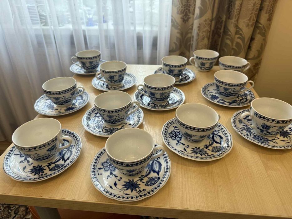 Чайная пара синий лук фарфор