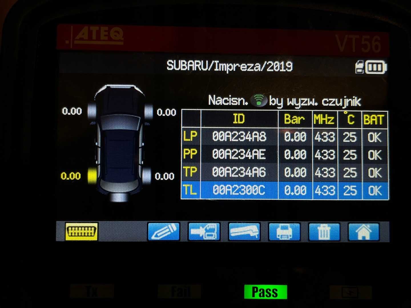 4x czujniki ciśnienia TPMS SUBARU IMPREZA XV WRX 28103FL00A