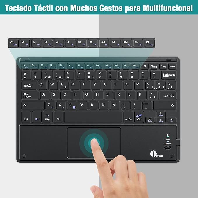 1byone diafield klawiatura bluetooth czarna z touchpadem format es