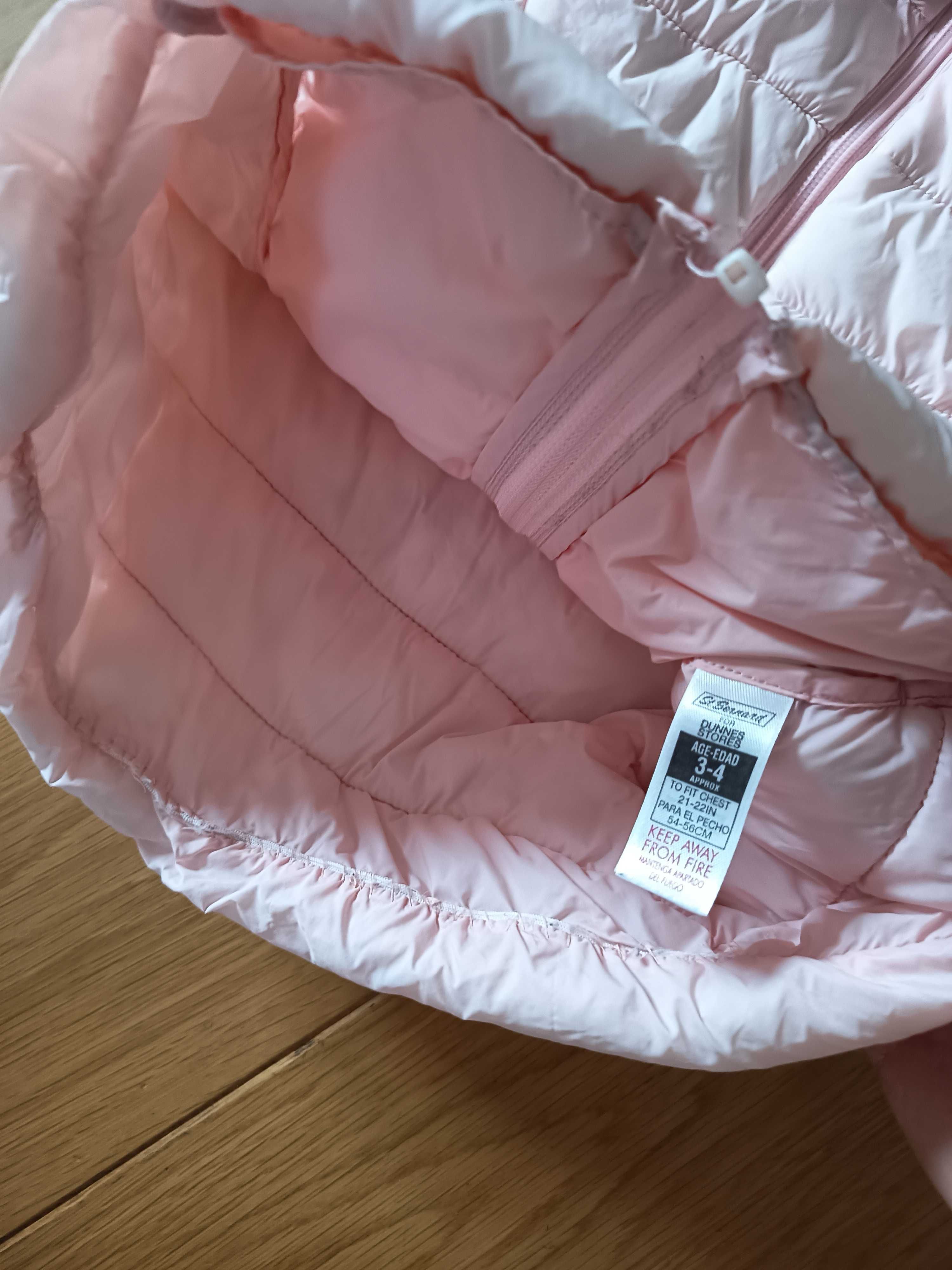 Dunnes Stores kamizelka puchowa pudrowy róż 104 cm 3-4 lata