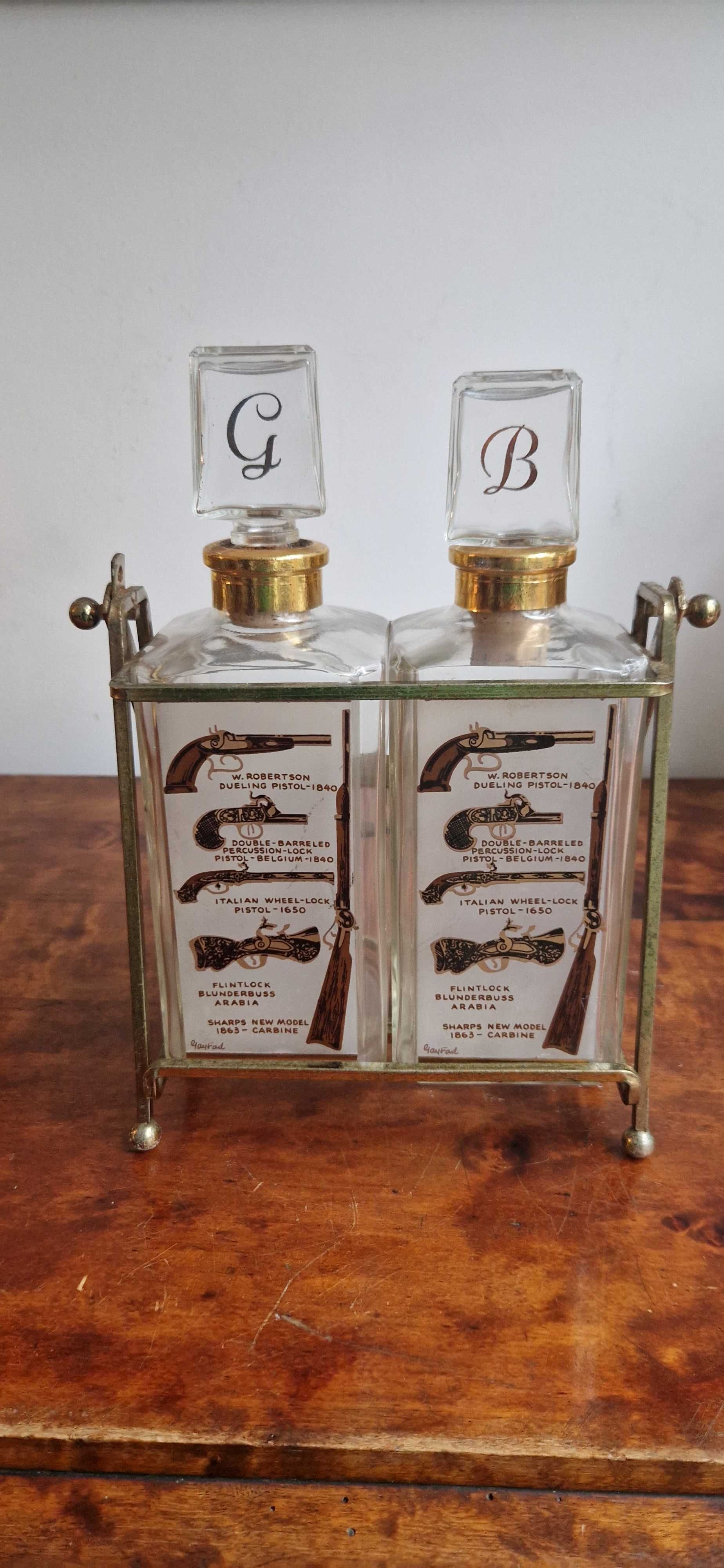 Dekanter karafka dekor Francja I pol. XXw. Stojak brandy whisky antyk