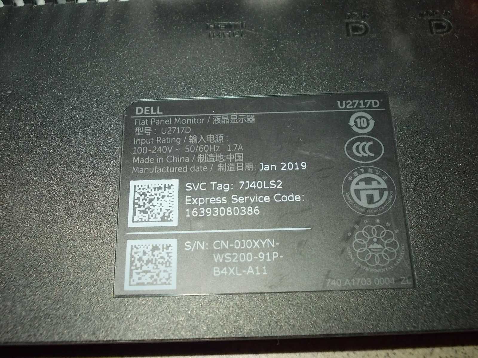 Panel LCD Dell U2717 27"