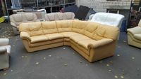 Кожаный угловой диван жёлтый "Bruhl" (061005)