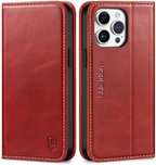 Etui z klapką Shieldon do Apple iPhone 15 Pro Max czerwony
