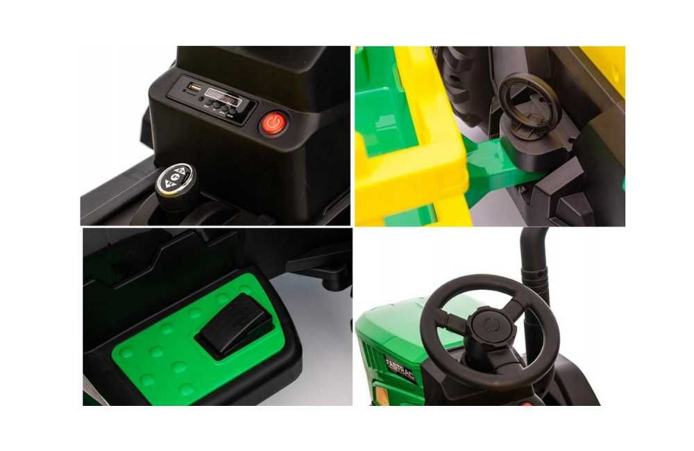 HIT - DUŻY TRAKTOR Na Akumulator Z Przyczepką Pilot LED Dźwięki 90W
