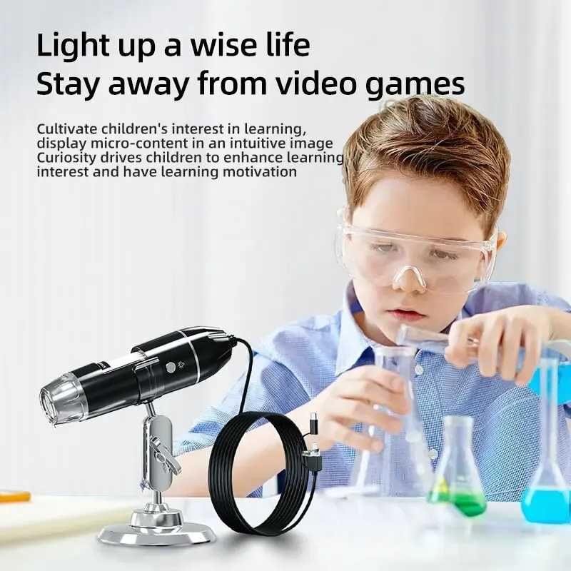 Микроскоп электронный цифровой LED USB microUSB Type-C Windows Android