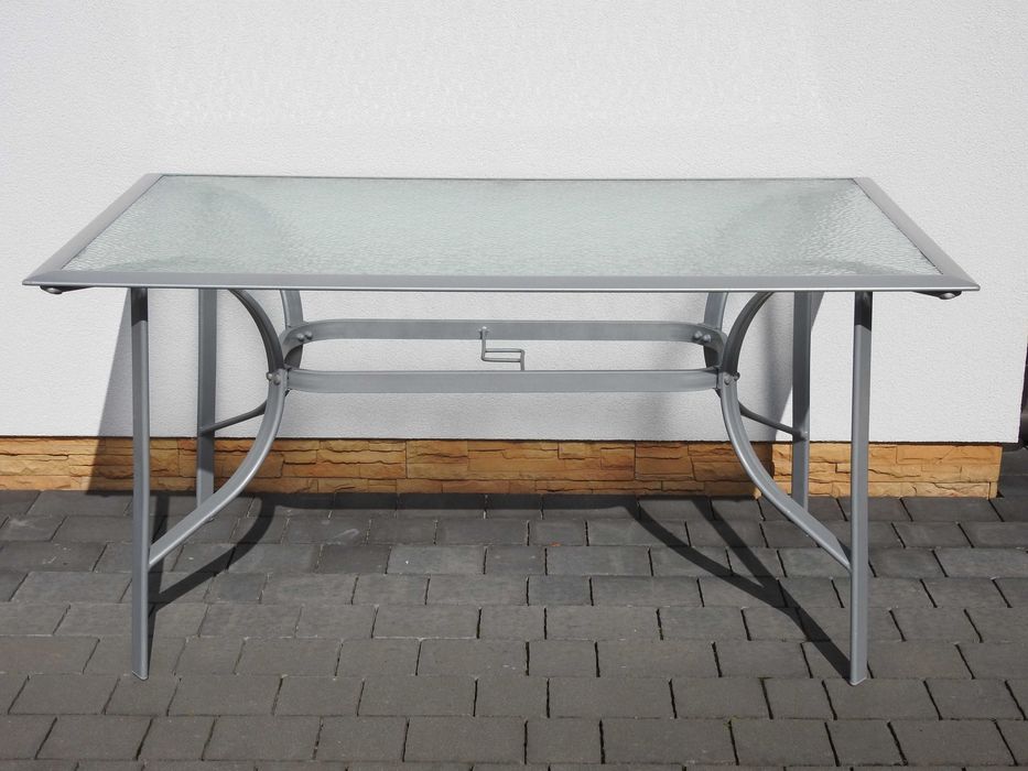 Stół ogrodowy szklany, szyba ryflowana hartowana, wymiar 150x90x75 cm