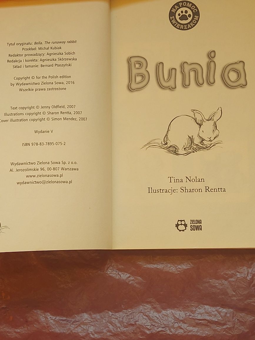 Książka dziecięca BUNIA KRÓLICZEK Który uciekł z domu 2007r