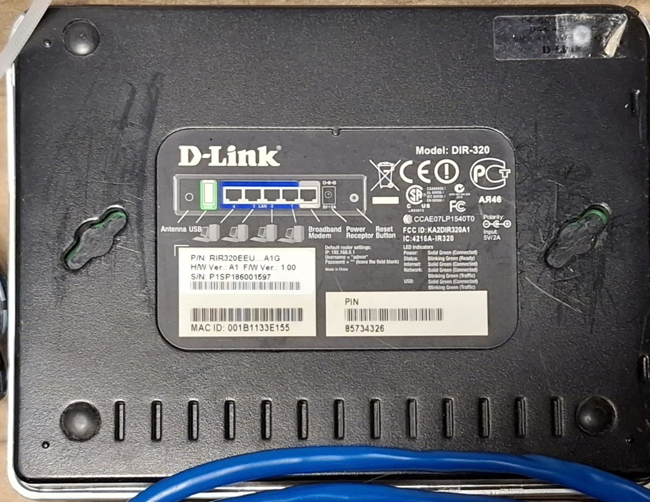 Маршрутизатор D-Link DIR-320 HW Ver. 1.0