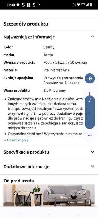 lionto Składany transporter dla psa do podróży i samochodu, 70x52x50 c