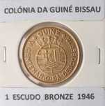 Moeda portuguesa de 1 Escudo Circulada na ex Colónia da Guiné Bissau.
