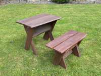 Zestaw ławka ogrodowa drewniana stolik