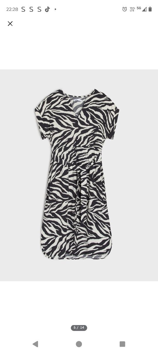 Wiskozowa sukienka zebra xl