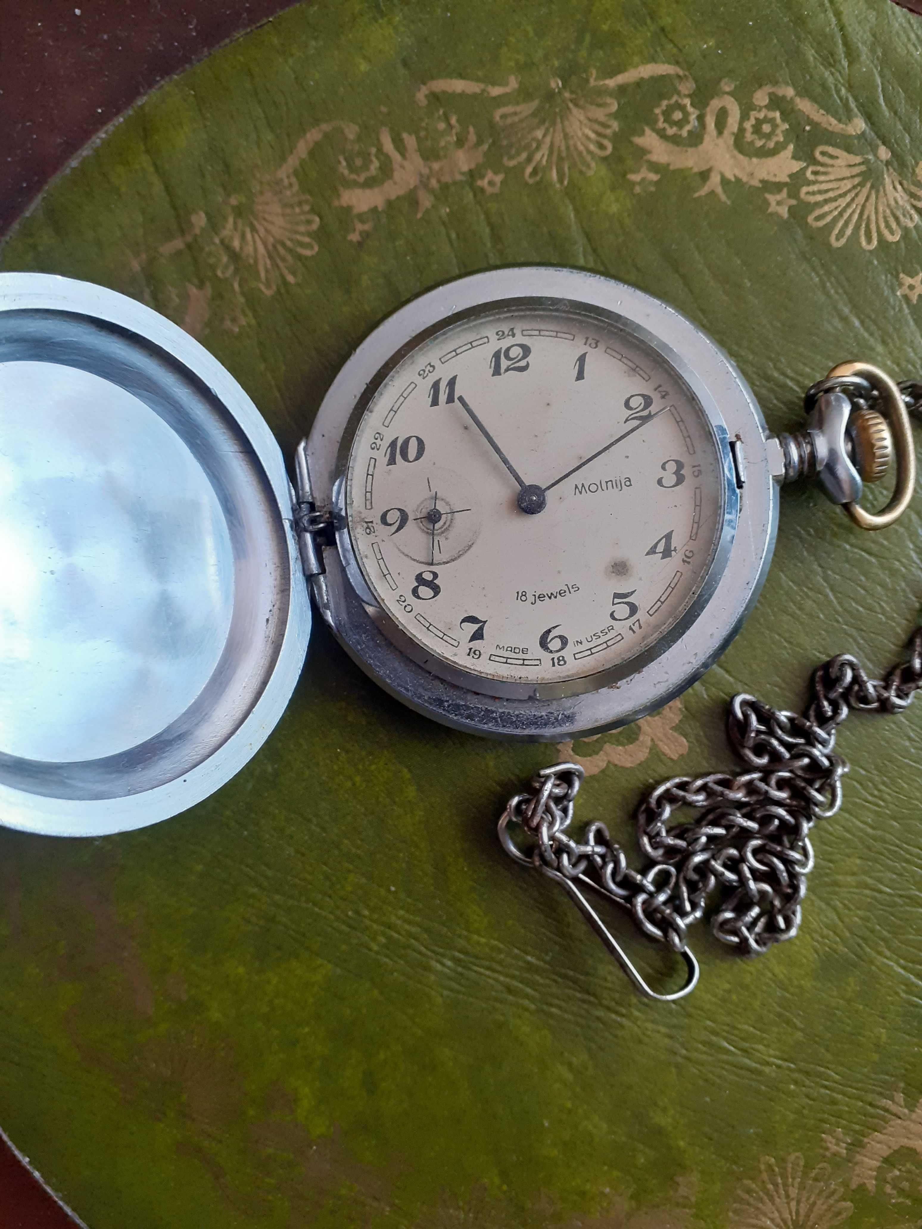 Stary zegarek kieszonkowy  Molnija 18 kamieni USSR