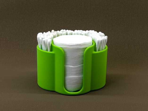 Suporte para cotonetes e discos impressos em 3D