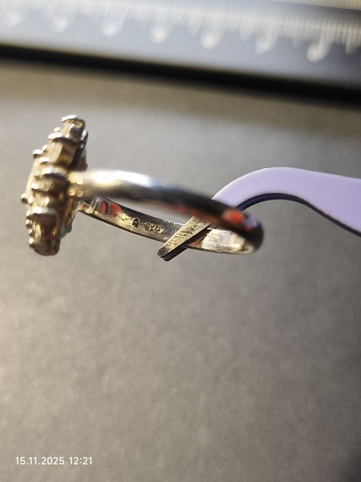 Pierścionek srebrny 925, średnica 19,8 m, duży rozm 22