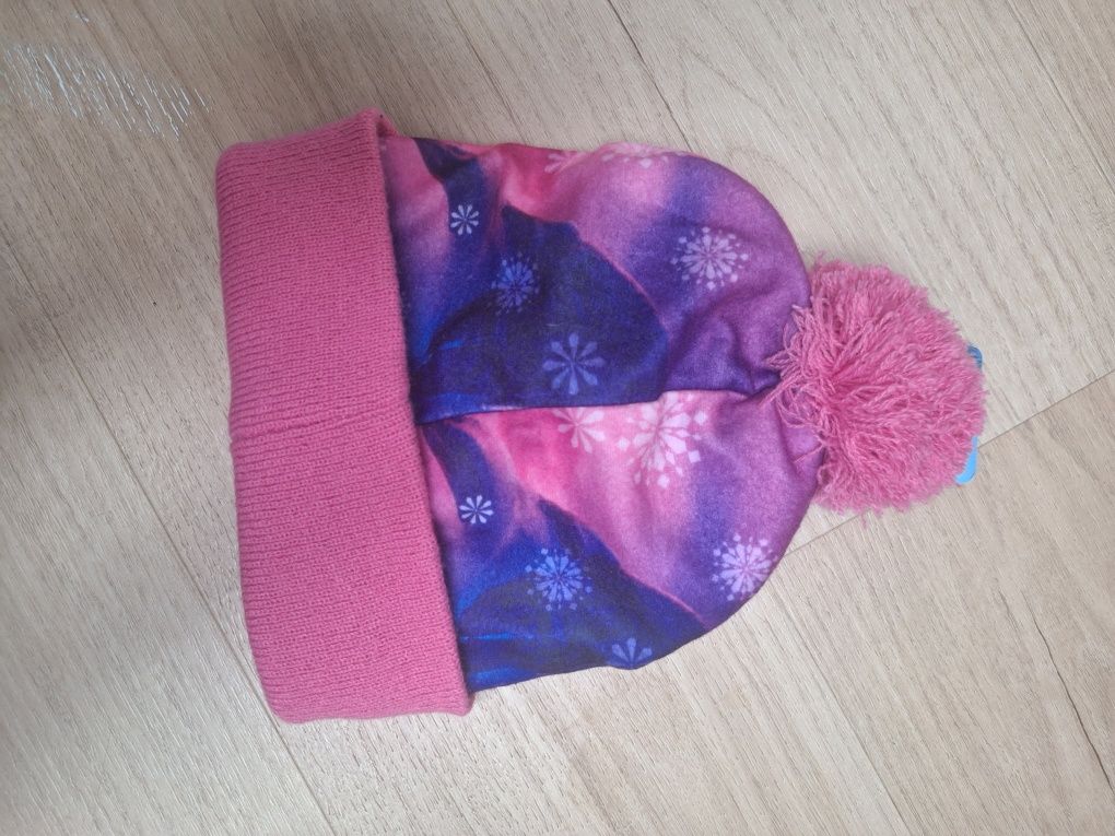 Nowa zimowa  czapka z pomponem różowa r.52 disney frozen kraina lodu E