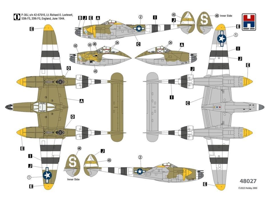 Hobby 2000 P-38J Lightning ETO 1944 1/48 model do sklejania 48027