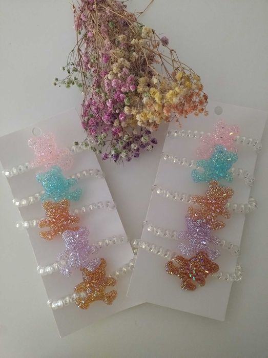 Gumki z misiem brokatowym sprężynki