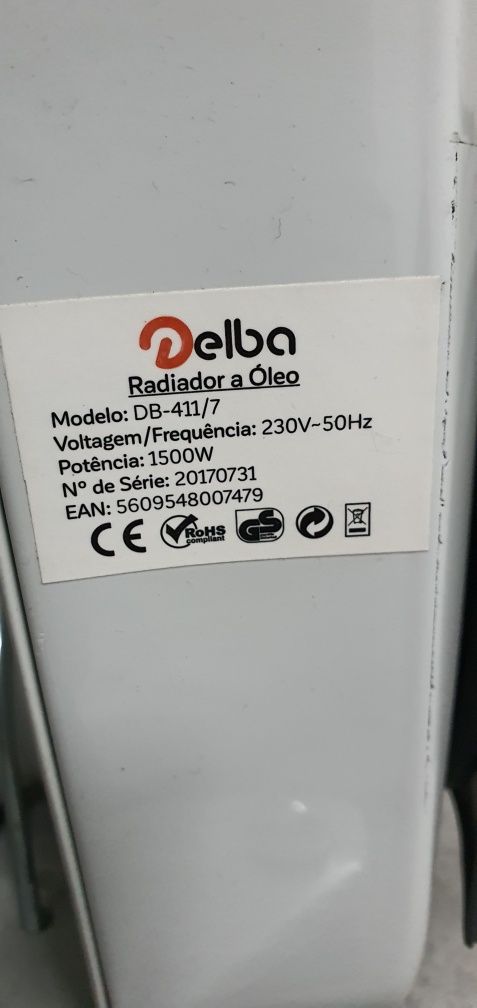 Radiador/aquecedor óleo 7 elementos 1500W