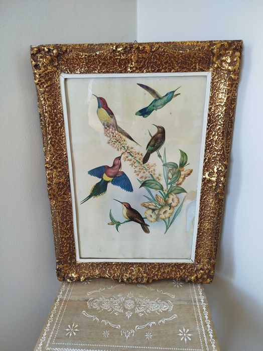 Antigo e Belíssimo Quadro com Gravura