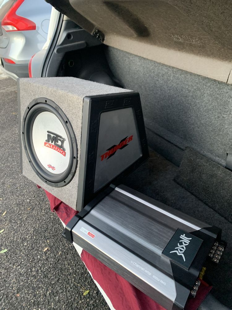 Sistema de Som AUTO - Subwoofer MTX THUNDER 750W + Amplificador 650W +