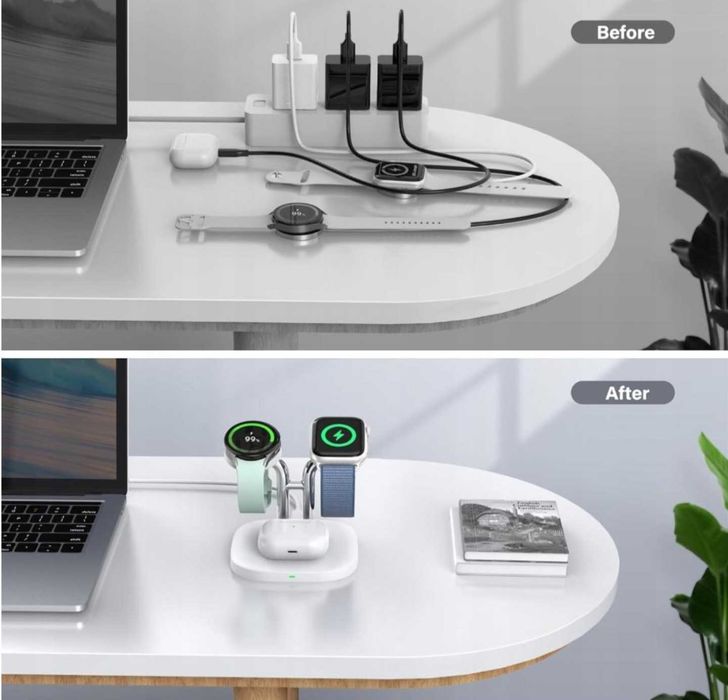 Podwójna ładowarka SwanScout do Galaxy Watch,Buds, Apple Watch,Airpods