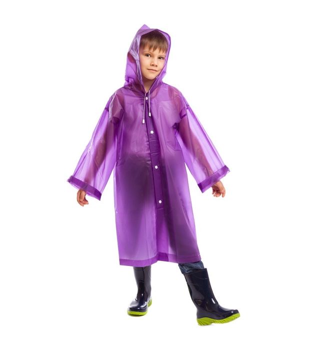Дождевик детский многоразовый на кнопках EVA 120-160 см Purple