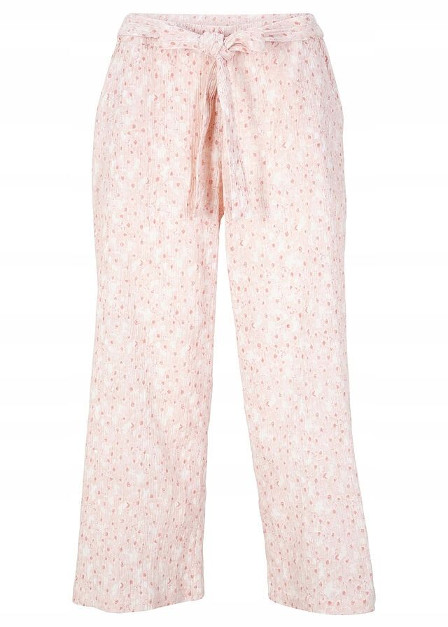 Bonprix spodnie bawełniane różowe we wzorki 7/8 44.
