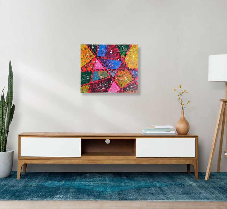 "Geometryczna Symfonia" - Obraz Akrylowy na Płótnie 55x46cm