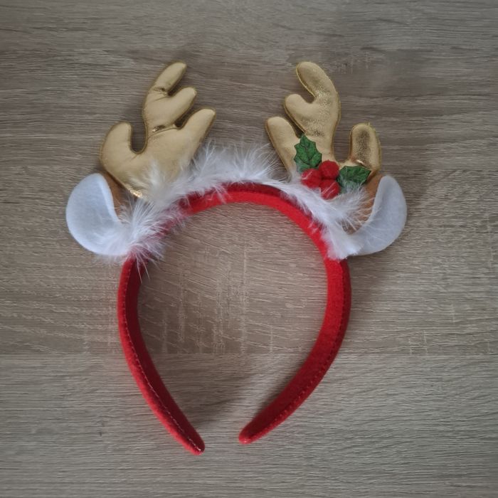 Opaska świąteczna - złote rogi renifer