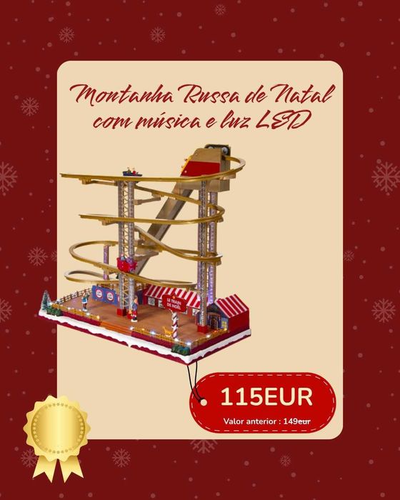 Montanha Russa de Natal com movimento e luz LED